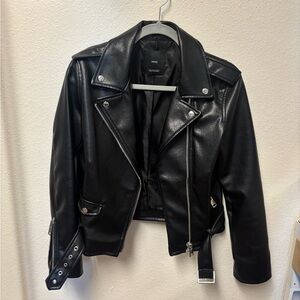 Mango Black Leather Biker Jacket